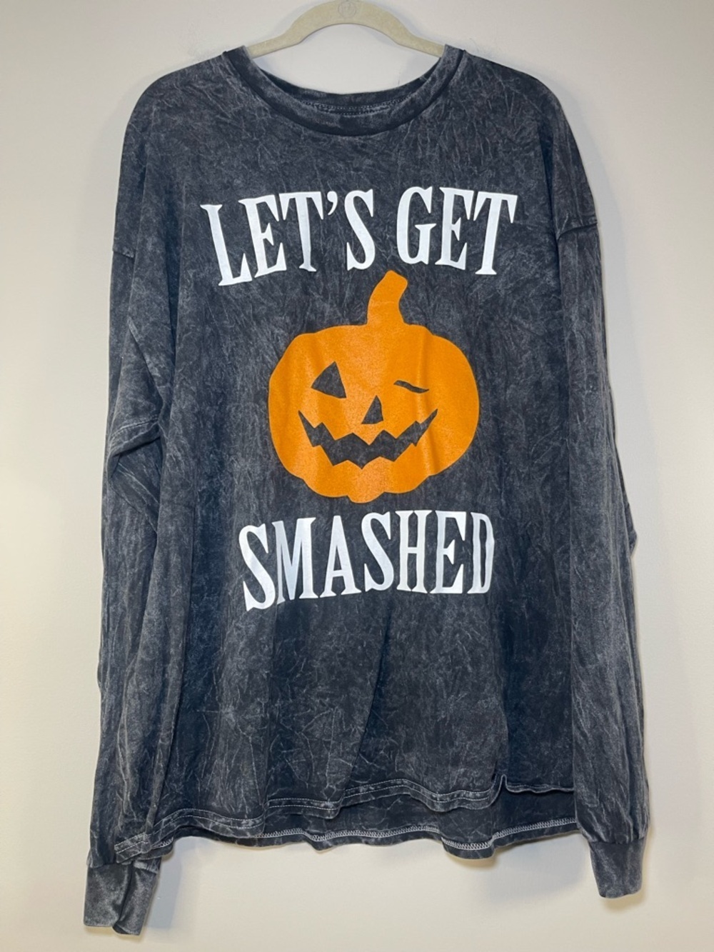 LET'S GET SMASHED Black Halloween Pullover with Orange Pumpkin